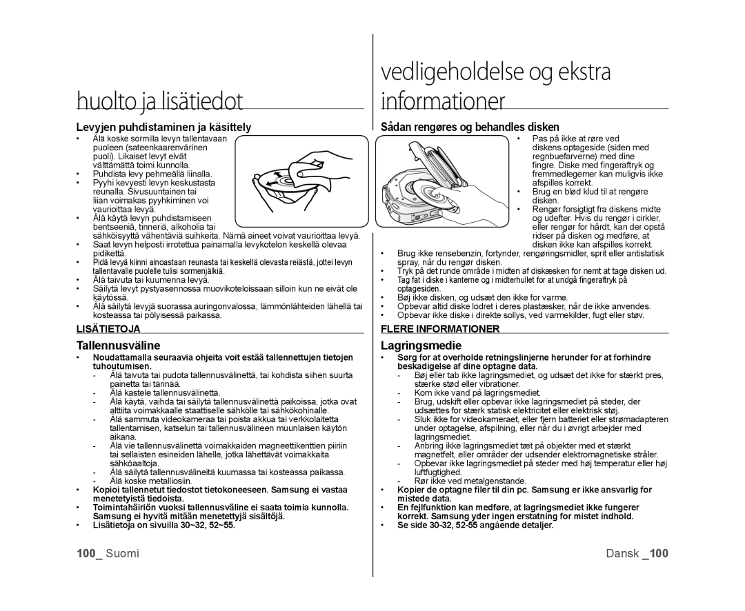 Samsung VP-DX100/XEE manual Lisätietoja, Flere Informationer 