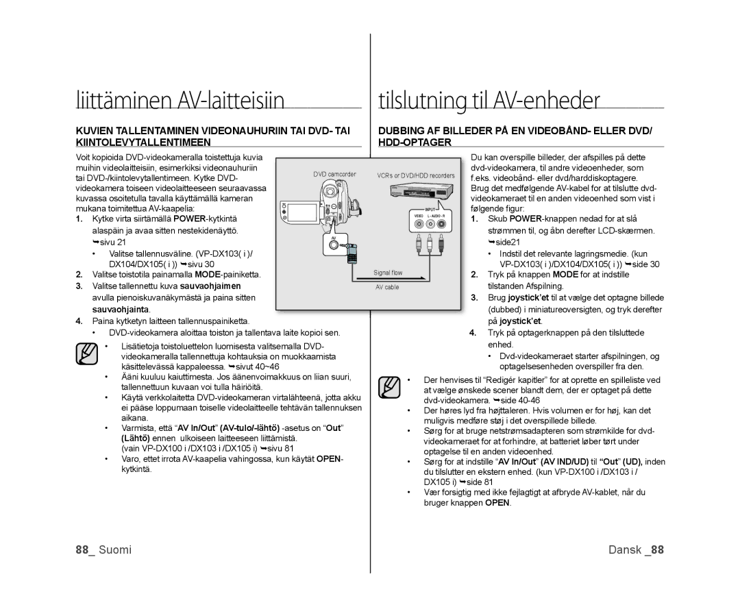 Samsung VP-DX100/XEE manual På joystick’et 