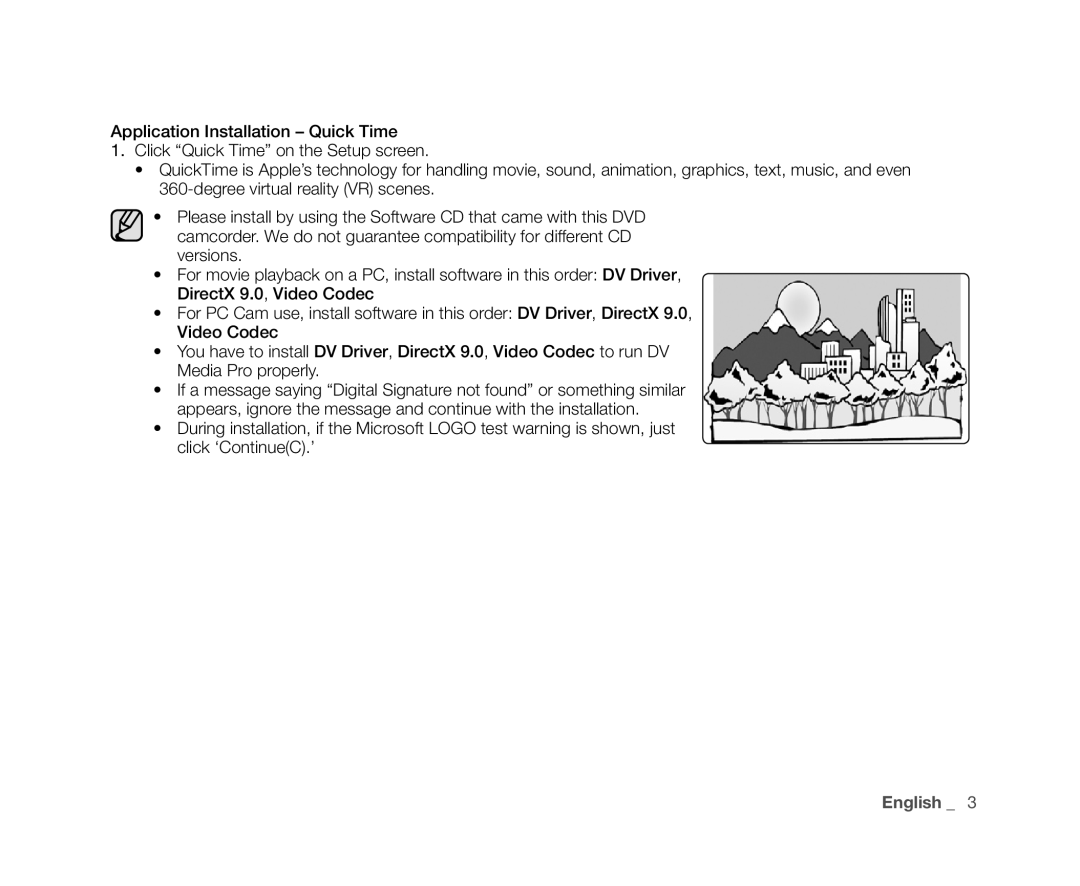 Samsung VP-DX100H, VP-DX104, VP-DX105(i), VP-DX102, VP-DX103(i) user manual English 