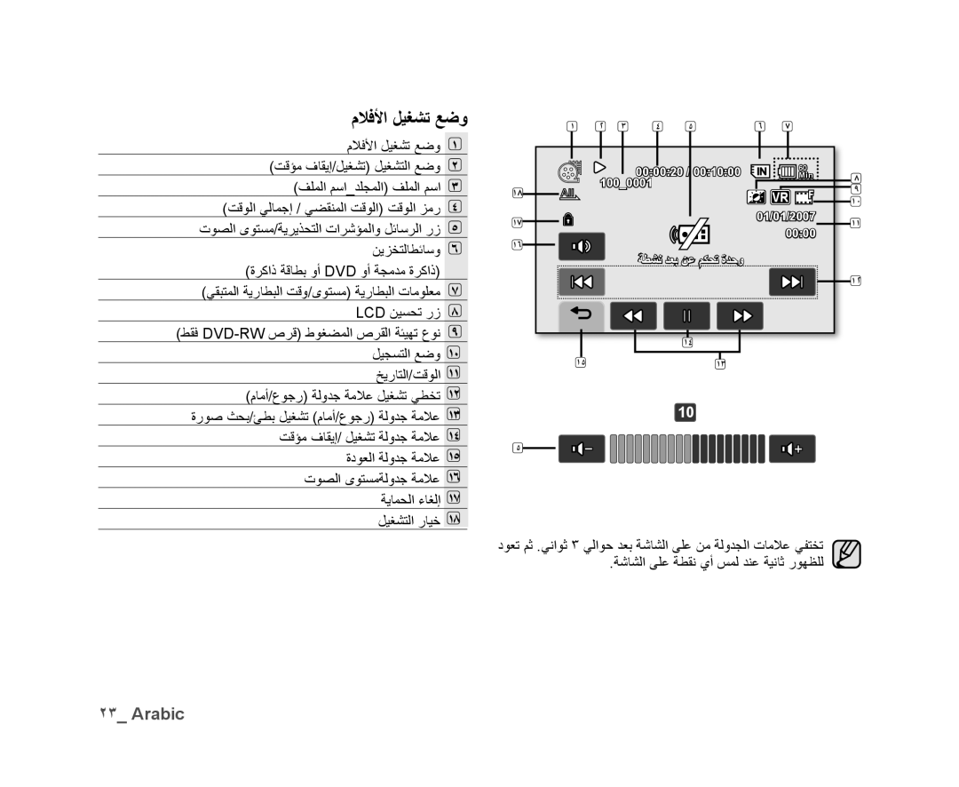 Samsung VP-DX10/MEA, VP-DX10/UMG, VP-DX10H/MEA, VP-DX10/HAC, VP-DX10/KNT, VP-DX10/ADL, VP-DX10H/HAC, VP-DX10/SAH ﻡﻼﻓﻷﺍ ﻞﻴﻐﺸﺗ ﻊﺿﻭ 