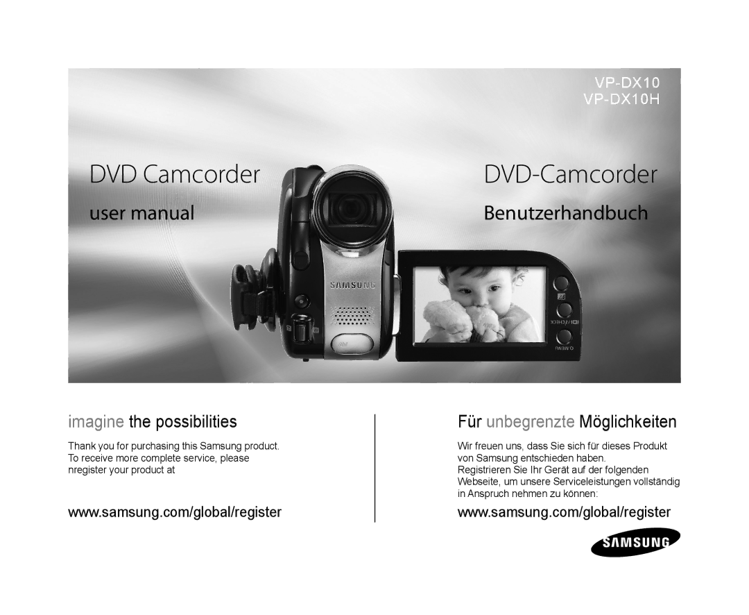 Samsung VP-DX10H/XEF, VP-DX10/XEF, VP-DX10/XEO, VP-DX10/XEE, VP-DX10/UMG, VP-DX10H/MEA manual DVD Camcorder, DVD-Camcorder 