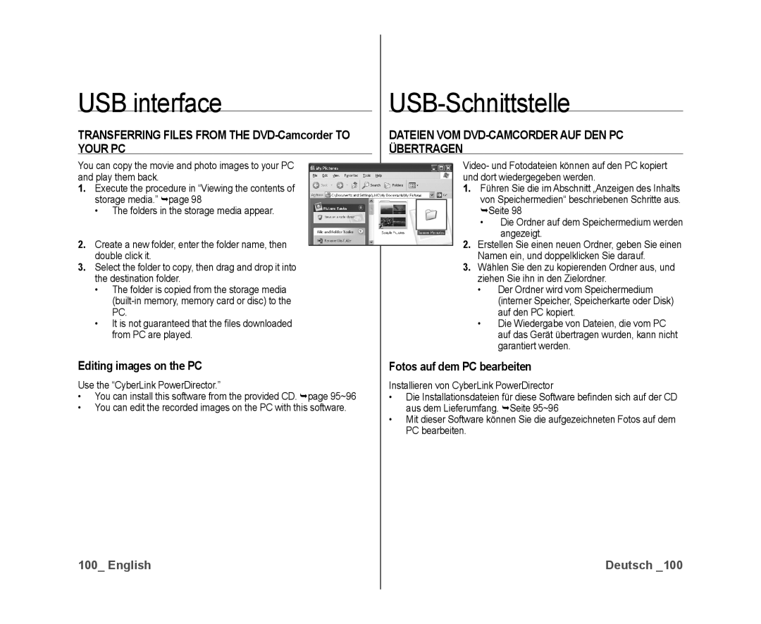 Samsung VP-DX10/ADL, VP-DX10/XEF manual Transferring Files from the DVD-Camcorder to Your PC, Editing images on the PC 