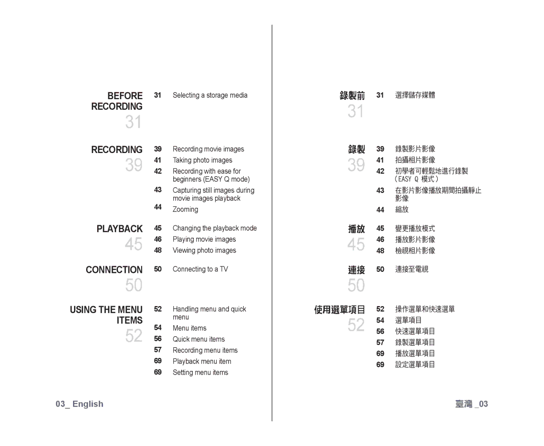 Samsung VP-DX10/MEA, VP-DX10/XEF, VP-DX10H/XEF, VP-DX10/XEO, VP-DX10/XEE, VP-DX10/UMG, VP-DX10H/MEA, VP-DX10/HAC Using the Menu 