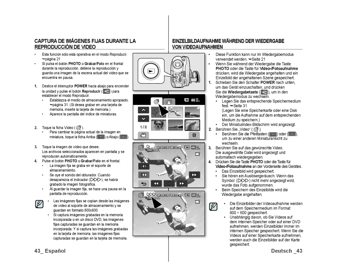 Samsung VP-DX10/XEO Captura DE Imágenes Fijas Durante LA, Reproducción DE Video VON Videoaufnahmen, 800 × 600 gespeichert 