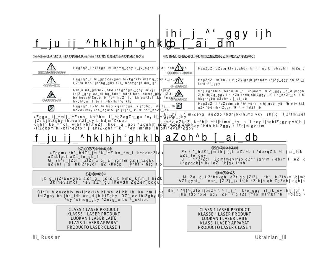 Samsung VP-DX10/XER, VP-DX10/XEK manual Меры предосторожности, Попередження про небезпеку 