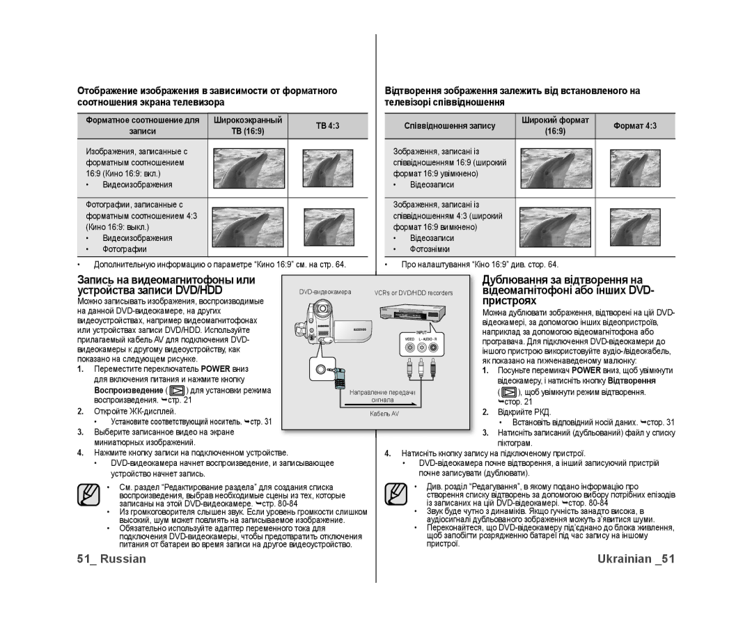 Samsung VP-DX10/XER, VP-DX10/XEK manual Пристроях, Співвідношення запису, 169, Воспроизведение 