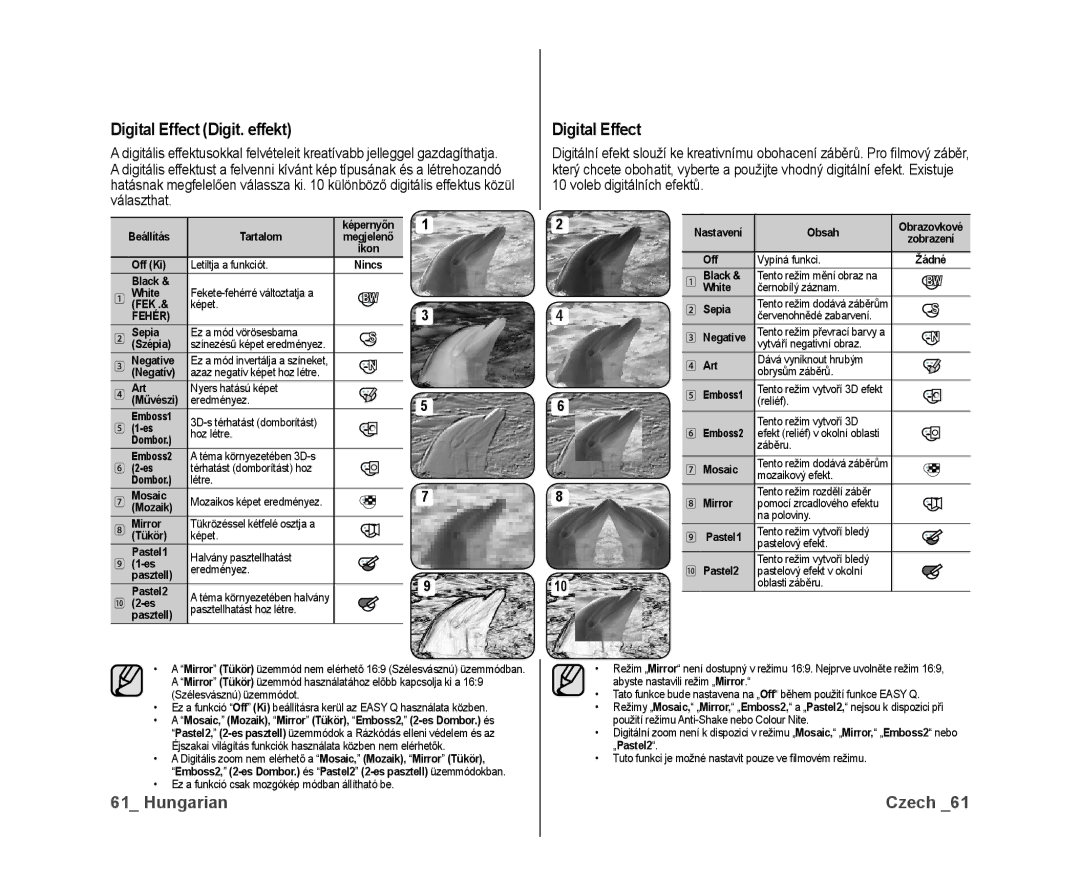 Samsung VP-DX10/XEO manual Digital Effect Digit. effekt 