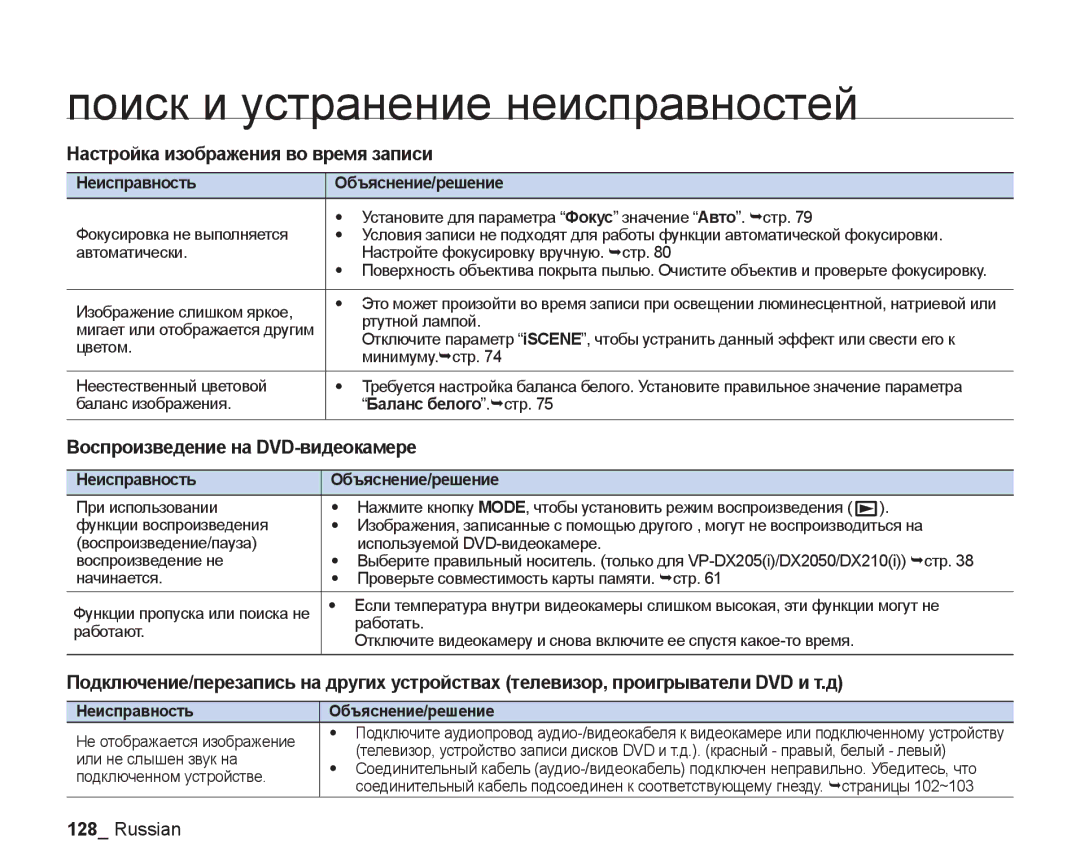 Samsung VP-DX200I/XEK manual Настройка изображения во время записи, Воспроизведение на DVD-видеокамере, Баланс белого.¬стр 