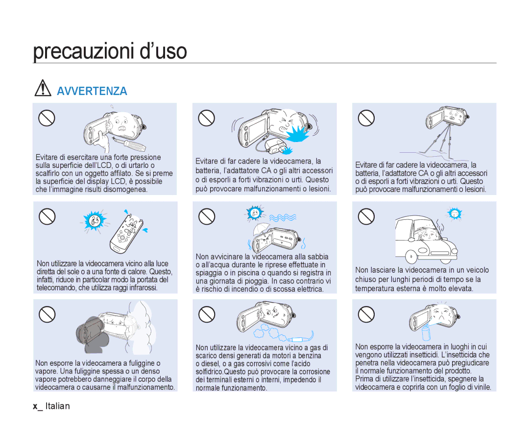 Samsung VP-DX205/EDC, VP-DX200/EDC manual Avvertenza 