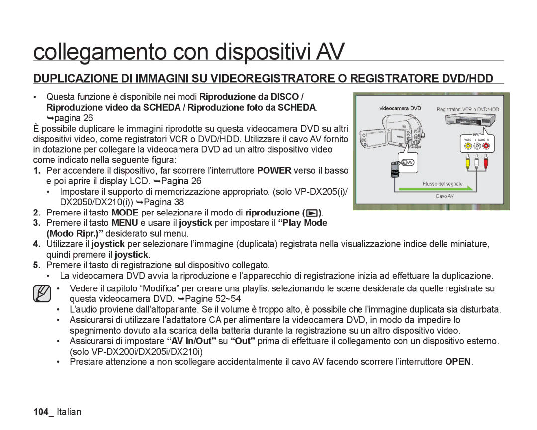 Samsung VP-DX205/EDC, VP-DX200/EDC manual Questa funzione è disponibile nei modi Riproduzione da Disco 