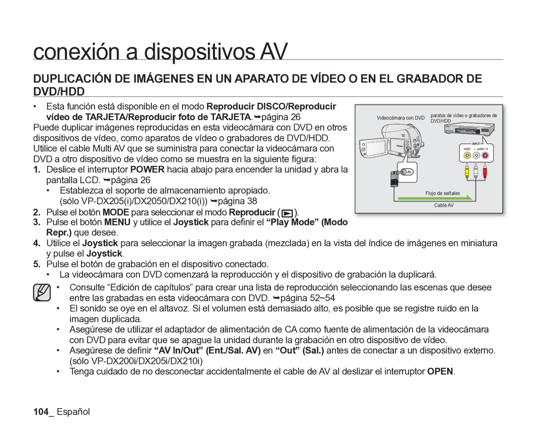 Samsung VP-DX205/EDC manual Vídeo de TARJETA/Reproducir foto de TARJETA.¬página, Sólo VP-DX205i/DX2050/DX210i ¬página 