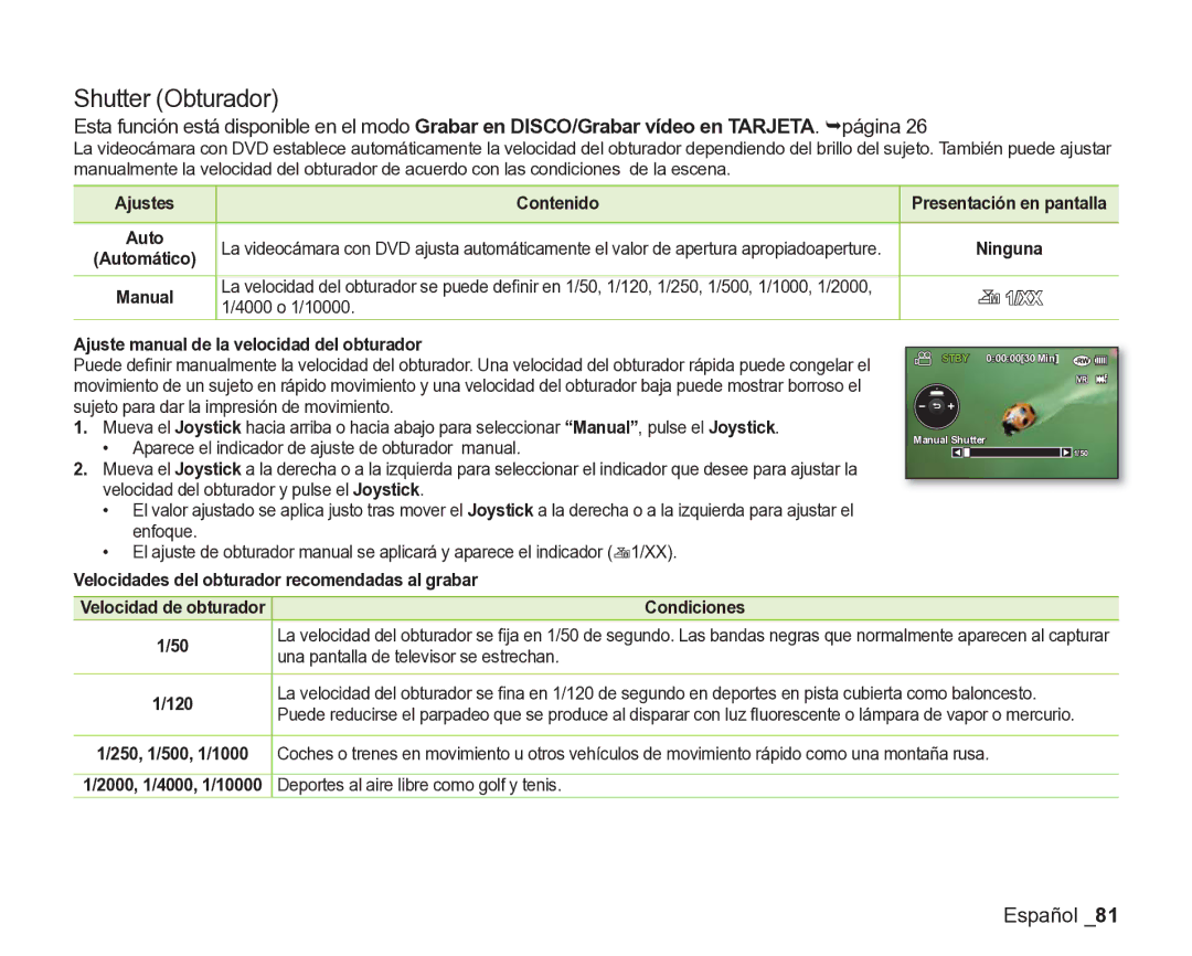 Samsung VP-DX200/EDC, VP-DX205/EDC manual Shutter Obturador 