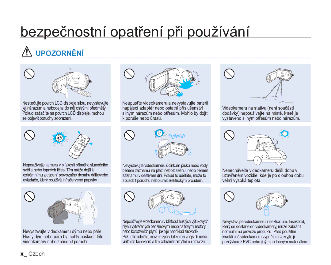 Samsung VP-DX205/EDC, VP-DX200/EDC manual Upozornění 