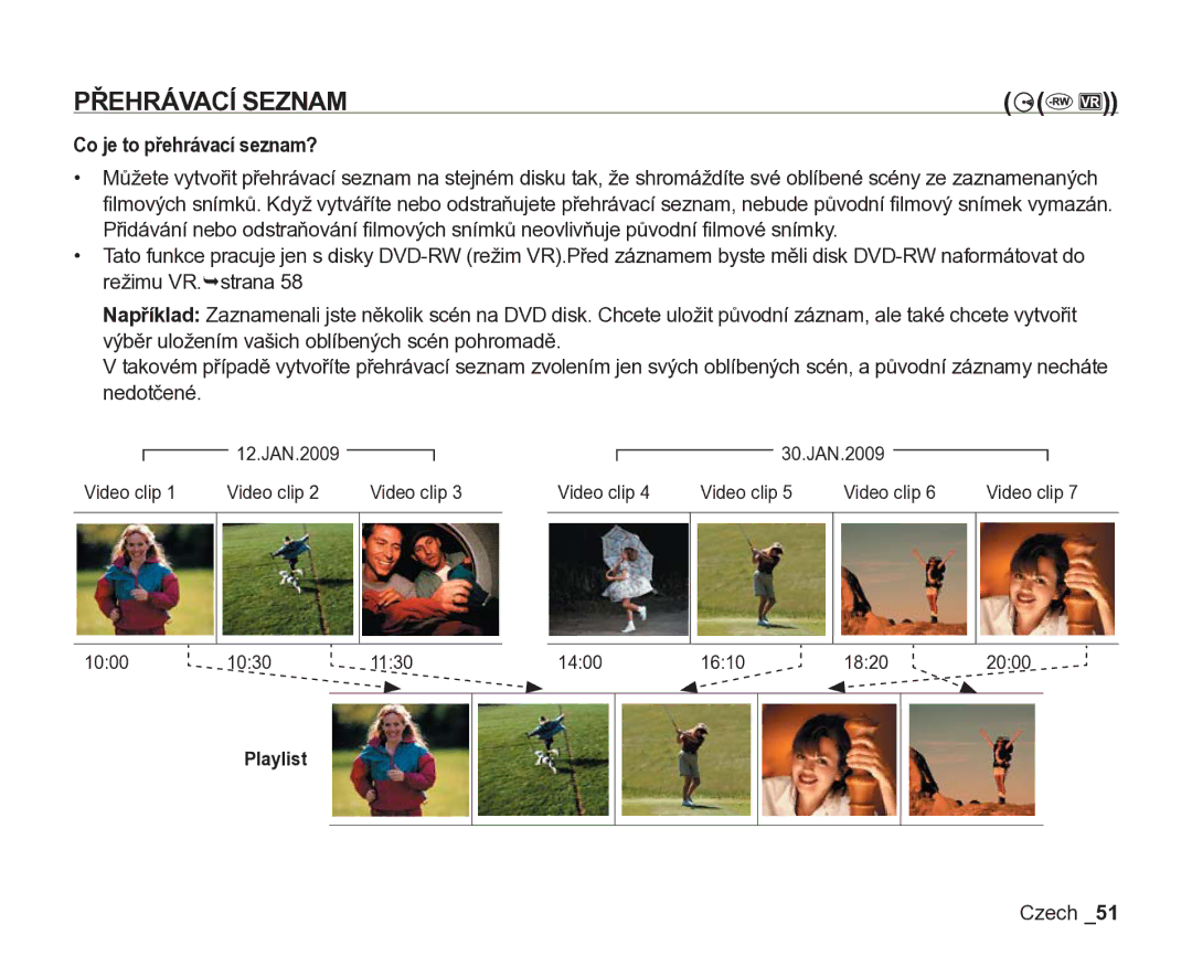 Samsung VP-DX200/EDC, VP-DX205/EDC manual Přehrávací Seznam, Co je to přehrávací seznam? 