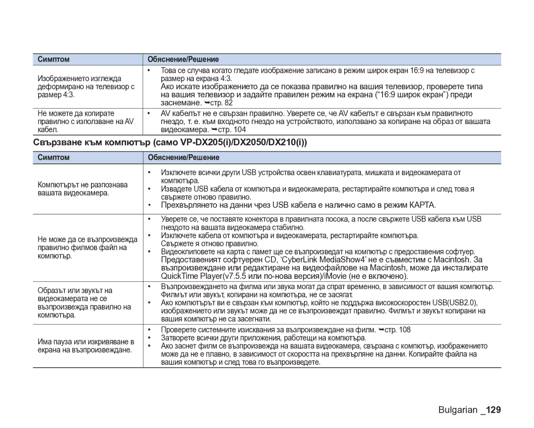 Samsung VP-DX205/EDC manual Свързване към компютър само VP-DX205i/DX2050/DX210i 