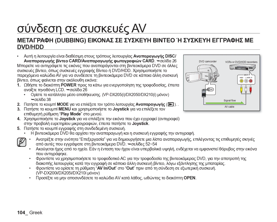 Samsung VP-DX205/EDC manual Dvd/Hdd, Από αυτές που εγγράψατε στη βιντεοκάμερα DVD. ¬σελίδες 52~54 