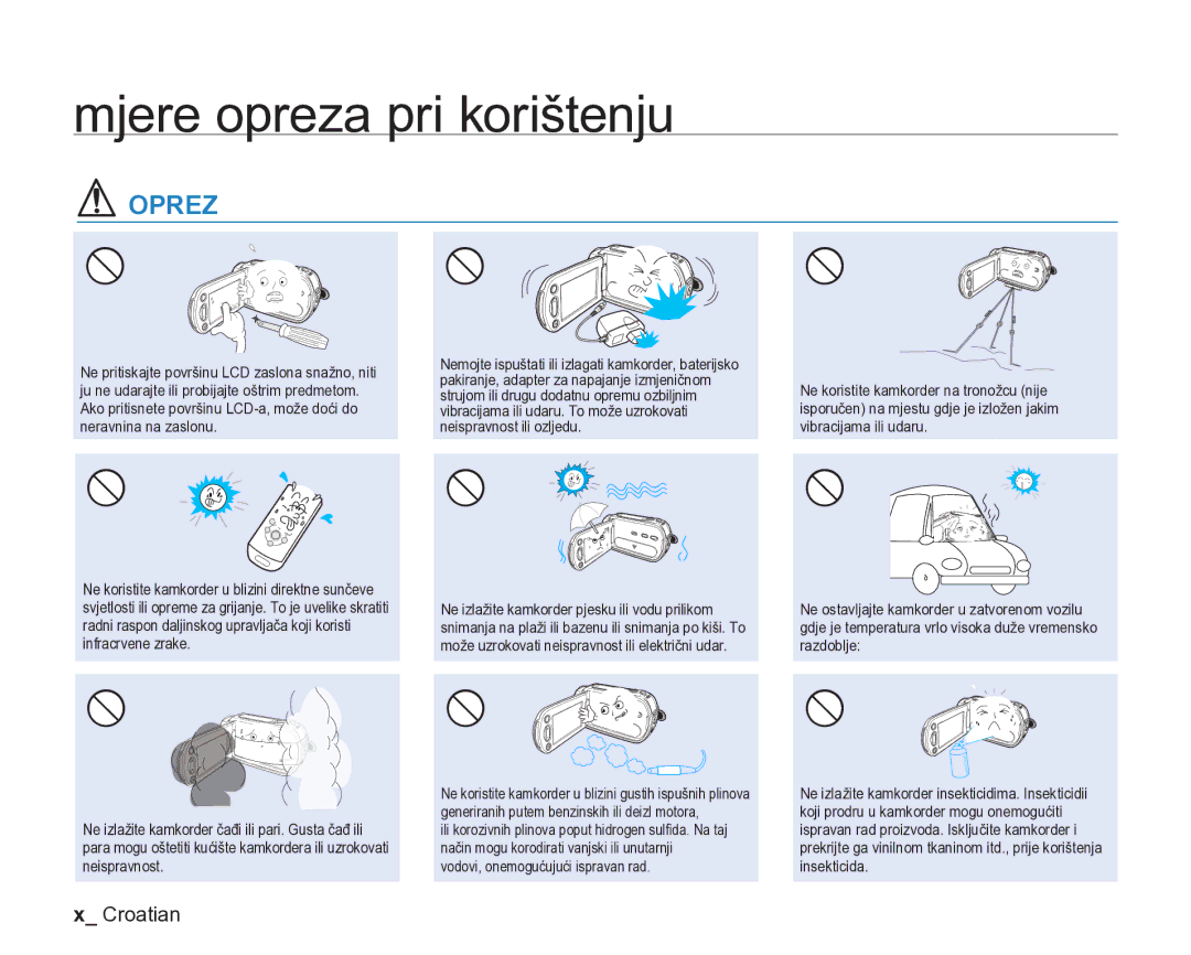 Samsung VP-DX205/EDC manual Oprez 