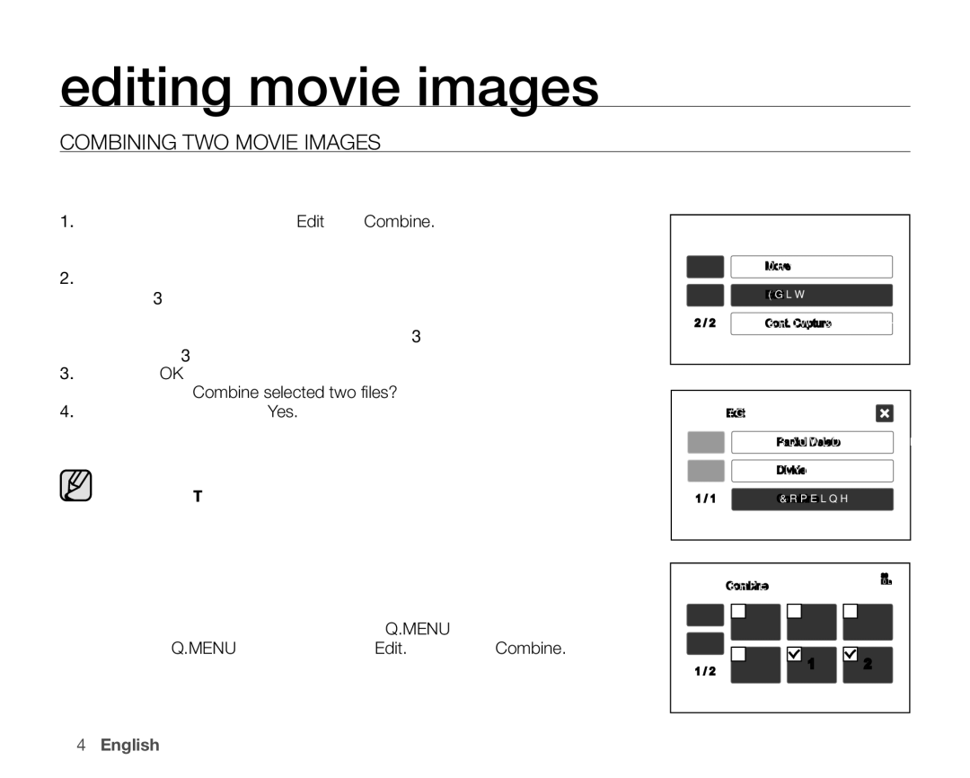 Samsung VP-HMX10A, VP-HMX10ED, VP-HMX10CN, VP-HMX10N user manual Combining TWO Movie Images 