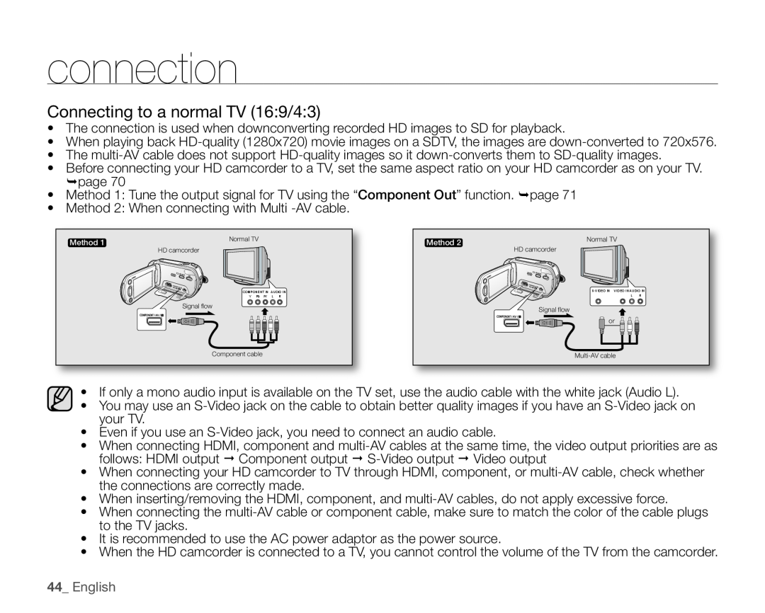 Samsung VP-HMX10A, VP-HMX10ED, VP-HMX10CN, VP-HMX10N user manual Connecting to a normal TV 169/43, English, connection 