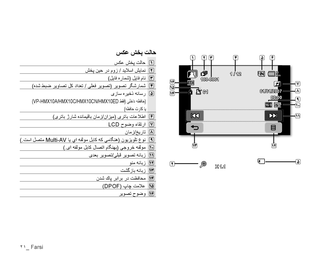 Samsung VP-HMX10A/HAC, VP-HMX10C/AND, VP-HMX10C/KNT, VP-HMX10A/KNT, VP-HMX10A/MEA, VP-HMX10A/ADL, VP-HMX10ED/MEA ﺲﻜﻋ ﺶﺨﭘ ﺖﻟﺎﺣ 