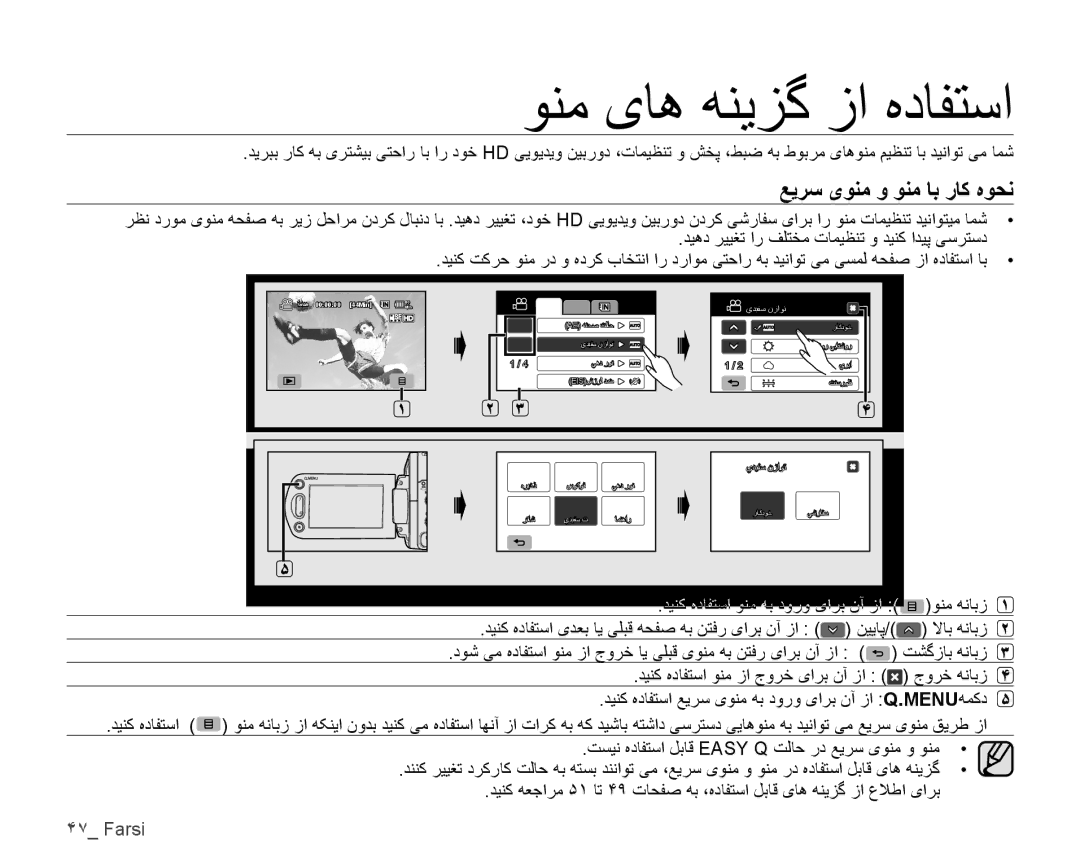 Samsung VP-HMX10C/KNT, VP-HMX10C/AND, VP-HMX10A/HAC, VP-HMX10A/KNT, VP-HMX10A/MEA, VP-HMX10A/ADL manual ﻮﻨﻣ یﺎﻫ ﻪﻨﻳﺰﮔ ﺯﺍ ﻩﺩﺎﻔﺘﺳﺍ 