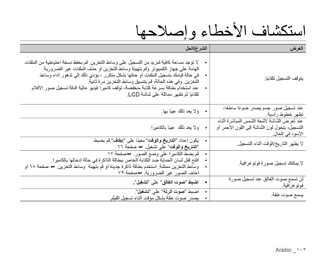 Samsung VP-HMX10A/HAC manual ﺔﻴﺳﺃﺭ ﻁﻮﻄﺧ ﺮﻬﻈﺗ, ٧٩ ﺔﺤﻔﺻ .ﺔﻳﺭﻭﺮﻀﻟﺍ ﺮﻴﻏ ﺭﻮﺼﻟﺍ ﻑﺬﺣﺍ, ﻞﻴﻐﺸﺗ ﻰﻠﻋ ﻖﻟﺎﻐﻟﺍ ﺕﻮﺻ ﻂﺒﺿﺍ, ﺔﻴﻓﺍﺮﻏﻮﺗﻮﻓ 