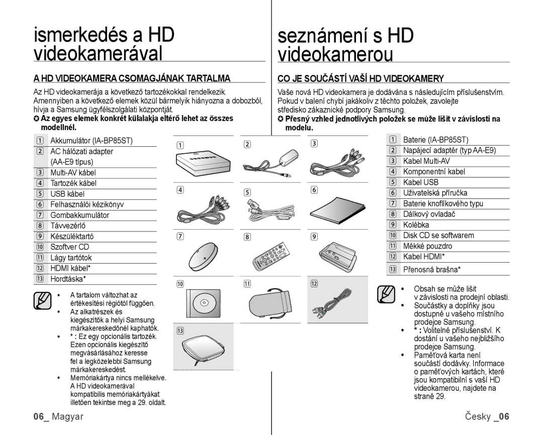 Samsung VP-HMX10C/XEO, VP-HMX10/XEO manual Ismerkedés a HD Seznámení s HD Videokamerával Videokamerou 