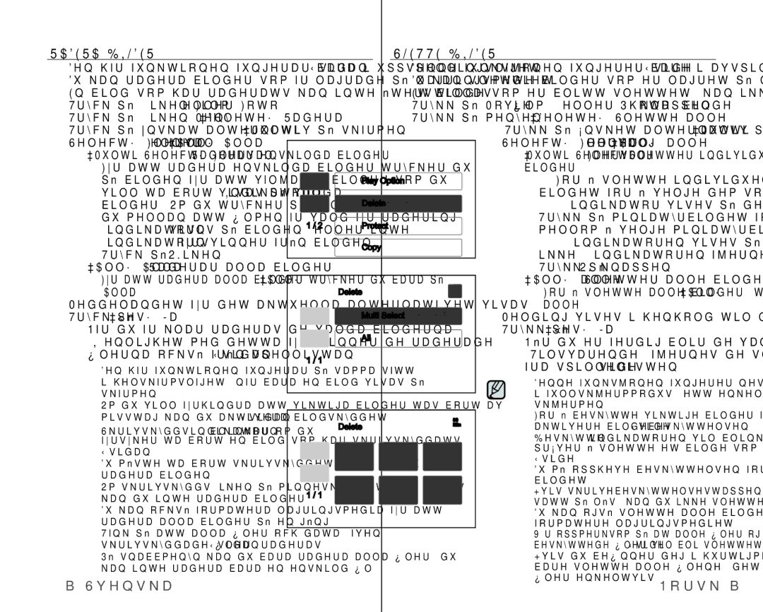 Samsung VP-HMX10/XEE manual Radera Bilder Slette Bilder,  Delete Slette alle, Alla, Alle 