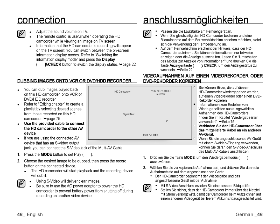 Samsung VP-HMX10/XEF, VP-HMX10C/XEF, VP-HMX10/XEO Connectionanschlussmöglichkeiten, DVD-REKORDER Kopieren, Device, AV-Gerät 