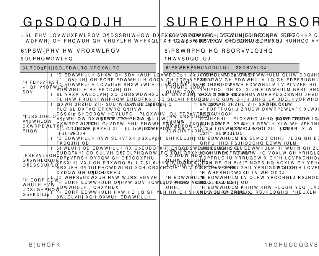 Samsung VP-HMX10/XEF, VP-HMX10C/XEF Symptômes et solutions, Symptomen en oplossingen, 100French, Alimentation, Netspanning 