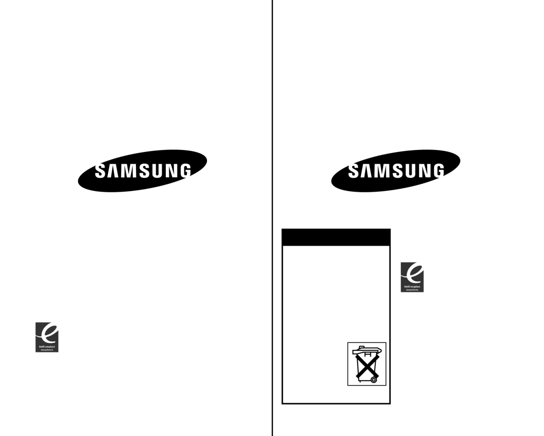 Samsung VP-HMX10C/XEF, VP-HMX10/XEF Conforme à la directive RoHS, Voldoet aan de normen van RoHS, Code No. AD68-01308H-00 