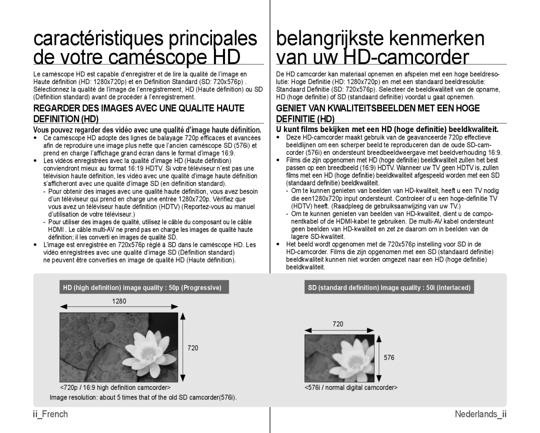 Samsung VP-HMX10/XEF, VP-HMX10C/XEF manual Regarder DES Images Avec UNE Qualite Haute Definition HD, IiFrench 