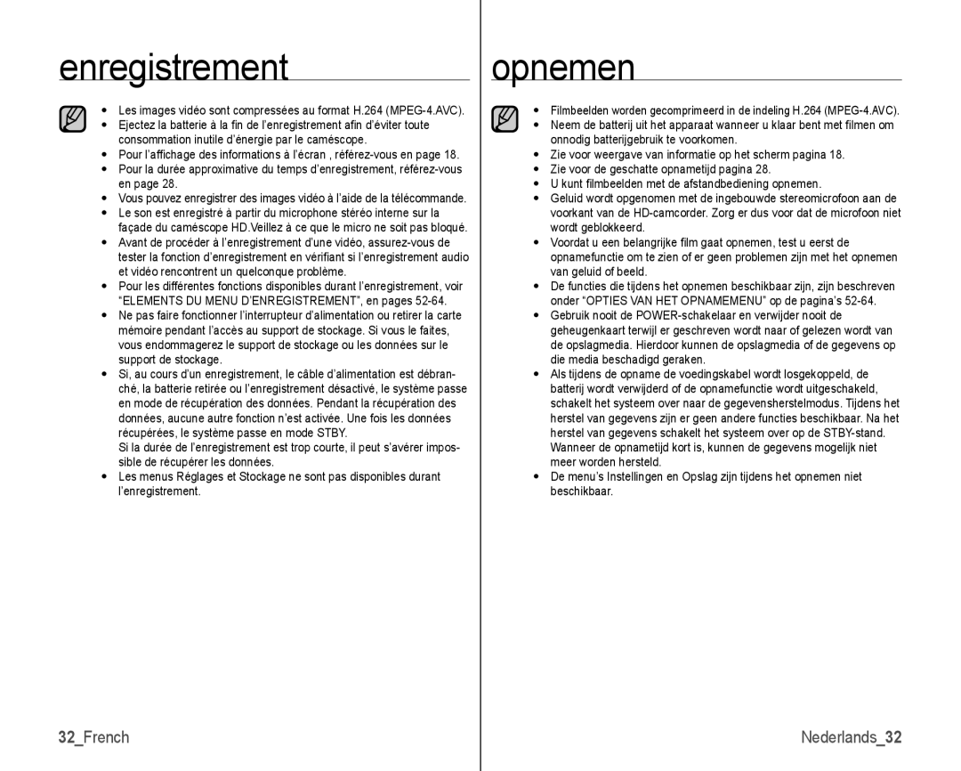 Samsung VP-HMX10/XEF, VP-HMX10C/XEF manual 32French 