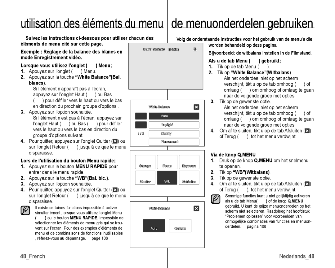 Samsung VP-HMX10/XEF, VP-HMX10C/XEF manual 48French 