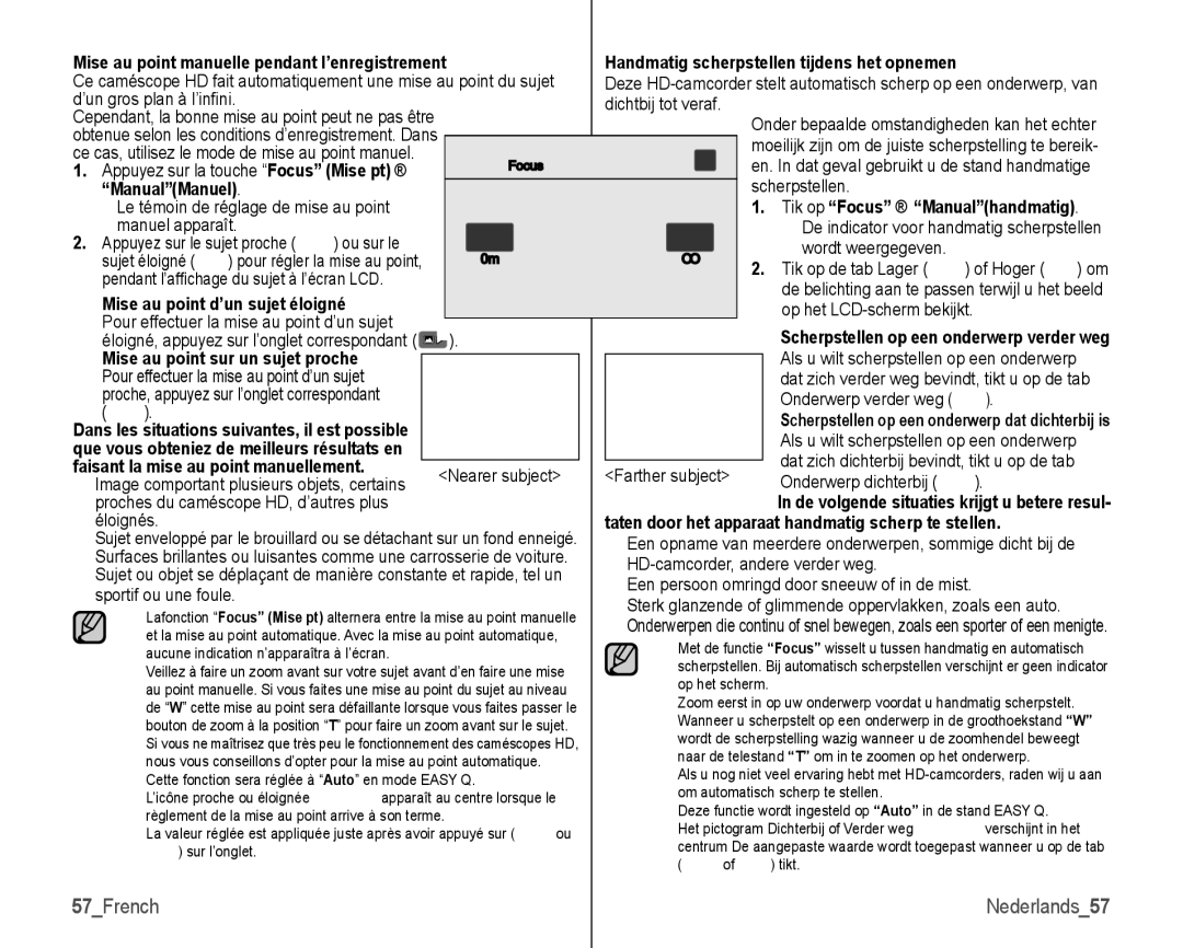 Samsung VP-HMX10C/XEF, VP-HMX10/XEF manual 57French 