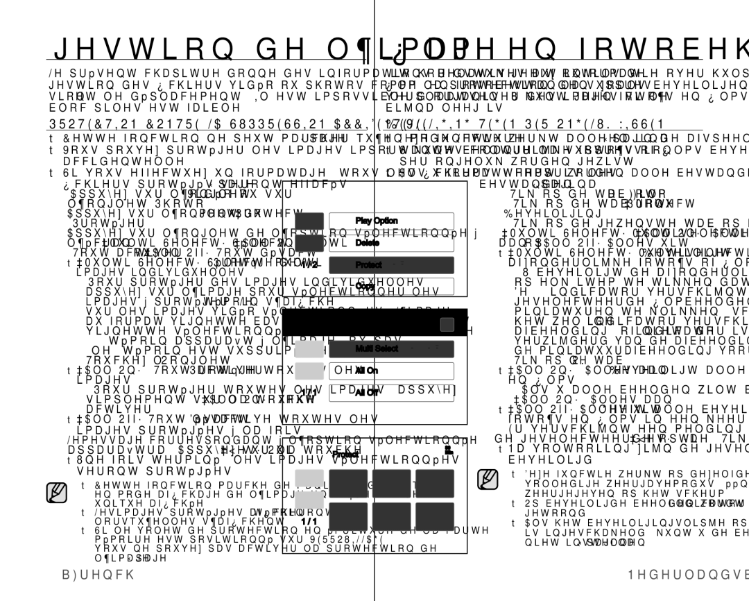 Samsung VP-HMX10/XEF, VP-HMX10C/XEF Gestion de l’image, Lm- en fotobeheer, 78French Nederlands78, Beveiliging Protéger 