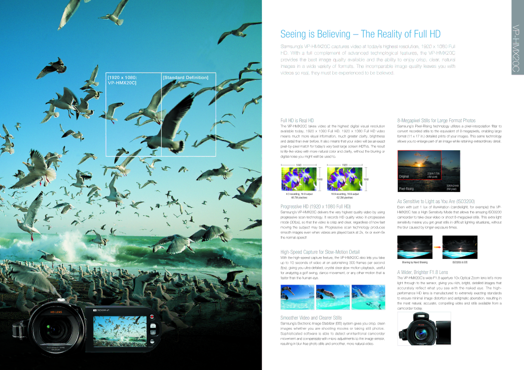 Samsung manual Seeing is Believing The Reality of Full HD, VP-HMX20C 