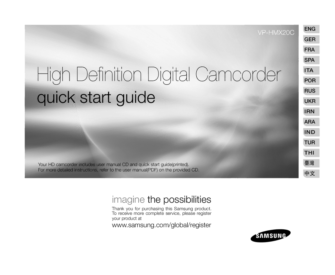 Samsung VP-HMX20C/EDC manual Digitalni kamkorder velike razlučivosti 