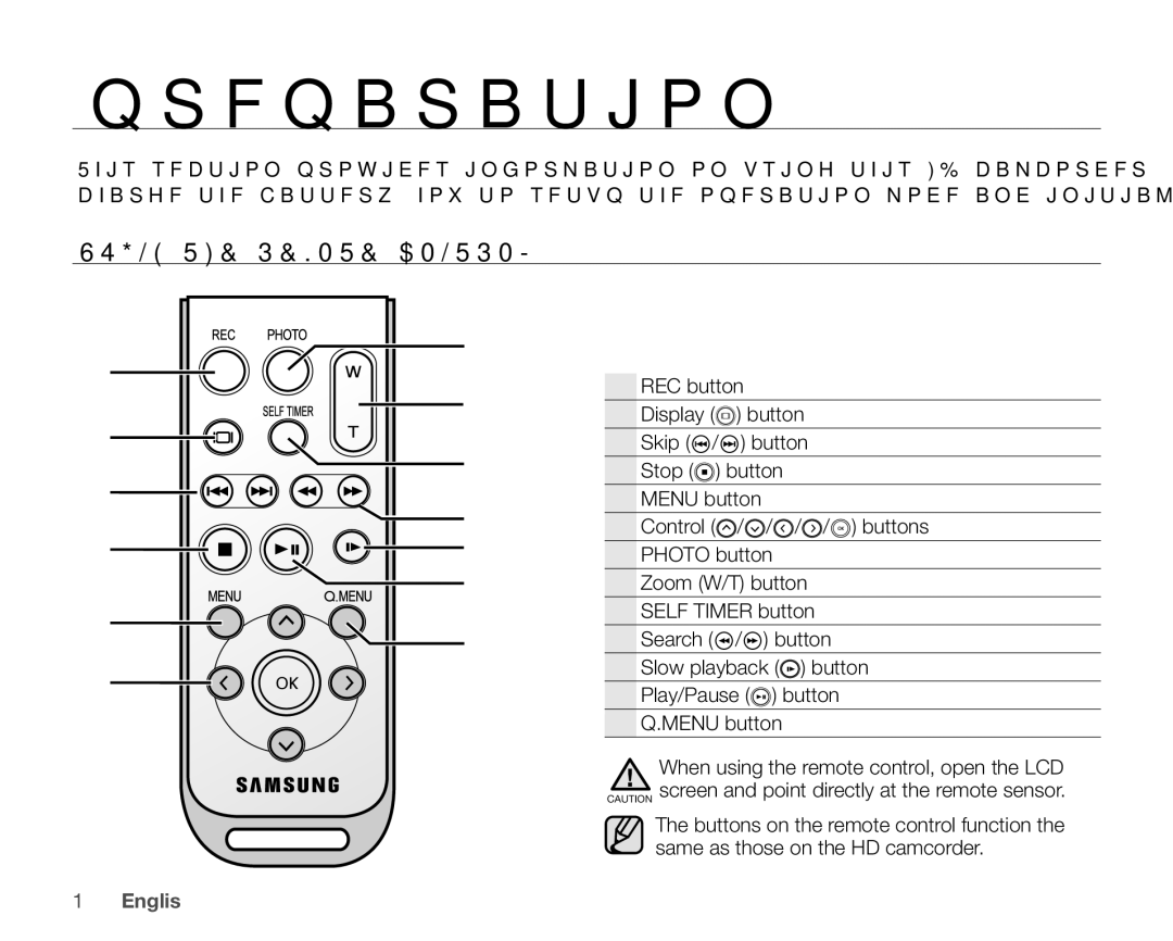 Samsung VP-HMX20C/NWT, VP-HMX20C/EDC, VP-HMX20C/CAN, VP-HMX20C/XEU manual Preparation, Using the Remote Control, REC button 