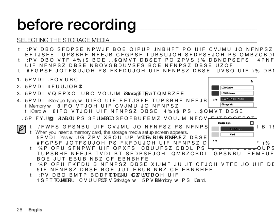 Samsung VP-HMX20C/XEK, VP-HMX20C/EDC, VP-HMX20C/CAN, VP-HMX20C/XEU manual Before recording, Selecting the Storage Media 