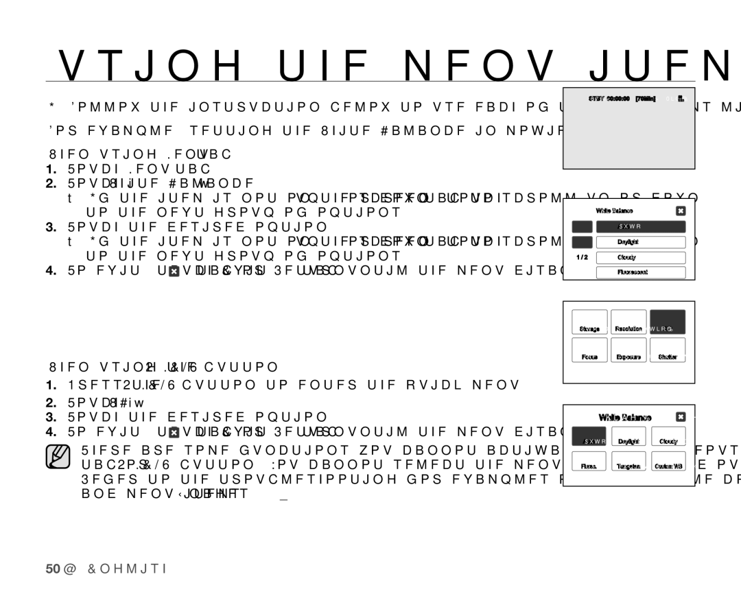 Samsung VP-HMX20C/XEU, VP-HMX20C/EDC, VP-HMX20C/CAN, VP-HMX20C/XEE, VP-HMX20C/NWT, VP-HMX20C/XER, VP-HMX20C/XEK White Balance 