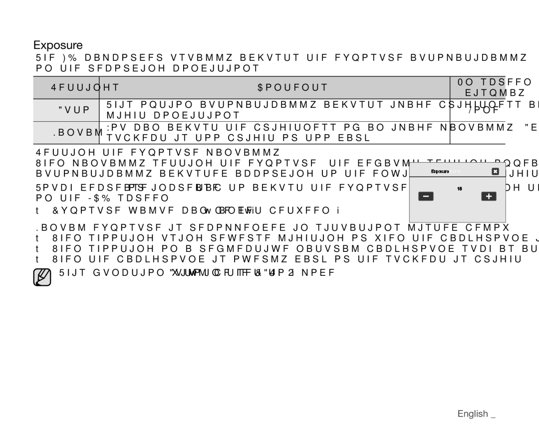 Samsung VP-HMX20C/XEU, VP-HMX20C/EDC, VP-HMX20C/CAN, VP-HMX20C/XEE, VP-HMX20C/NWT, VP-HMX20C/XER, VP-HMX20C/XEK manual Exposure 