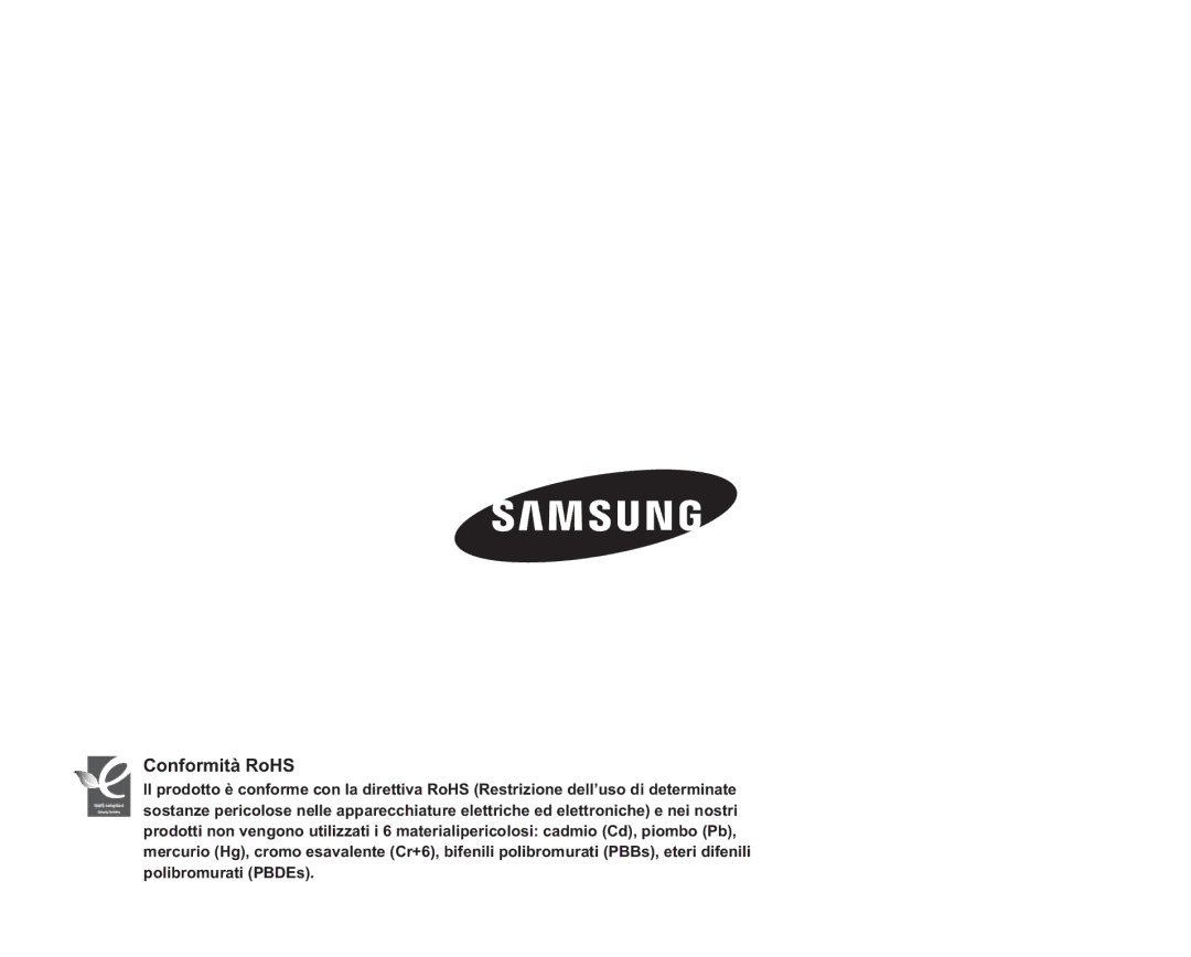 Samsung VP-HMX20C/CAN, VP-HMX20C/EDC manual Conformità RoHS 