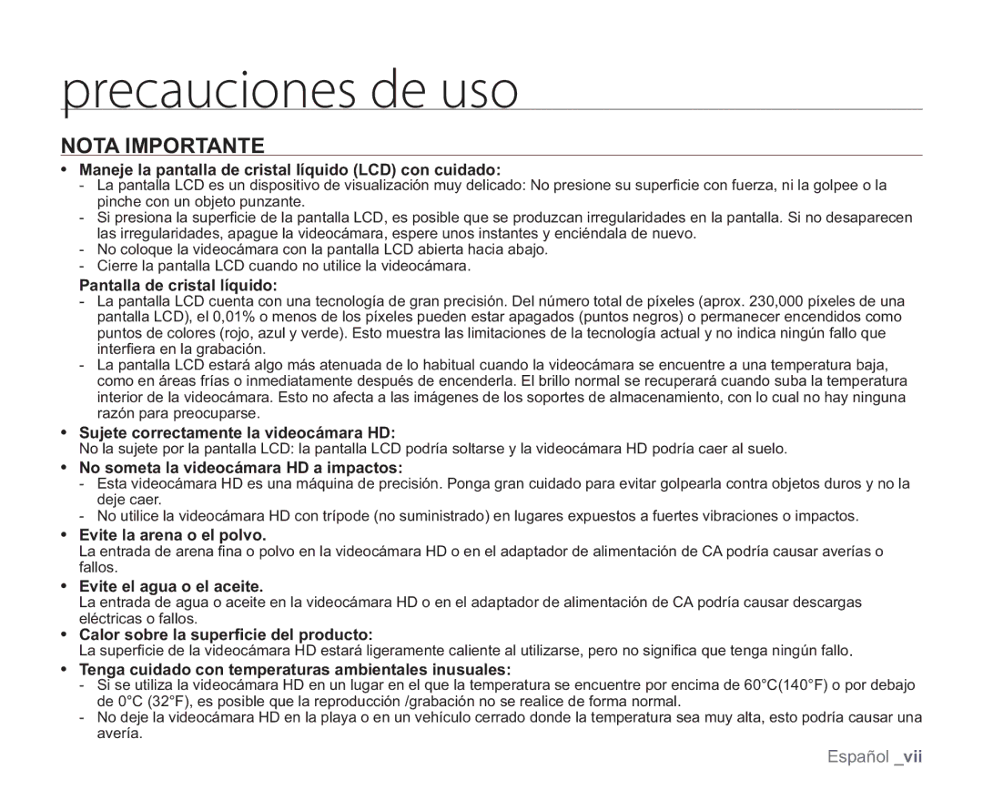 Samsung VP-HMX20C/CAN, VP-HMX20C/EDC manual QsfdbvdjpoftEfVtp, Nota Importante 