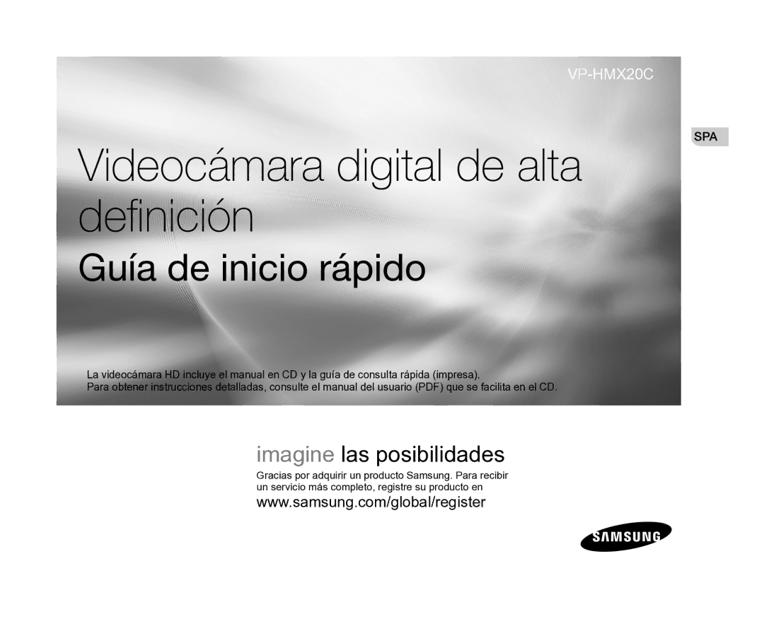 Samsung VP-HMX20C/CAN, VP-HMX20C/EDC manual Videocámara digital de alta deﬁnición 