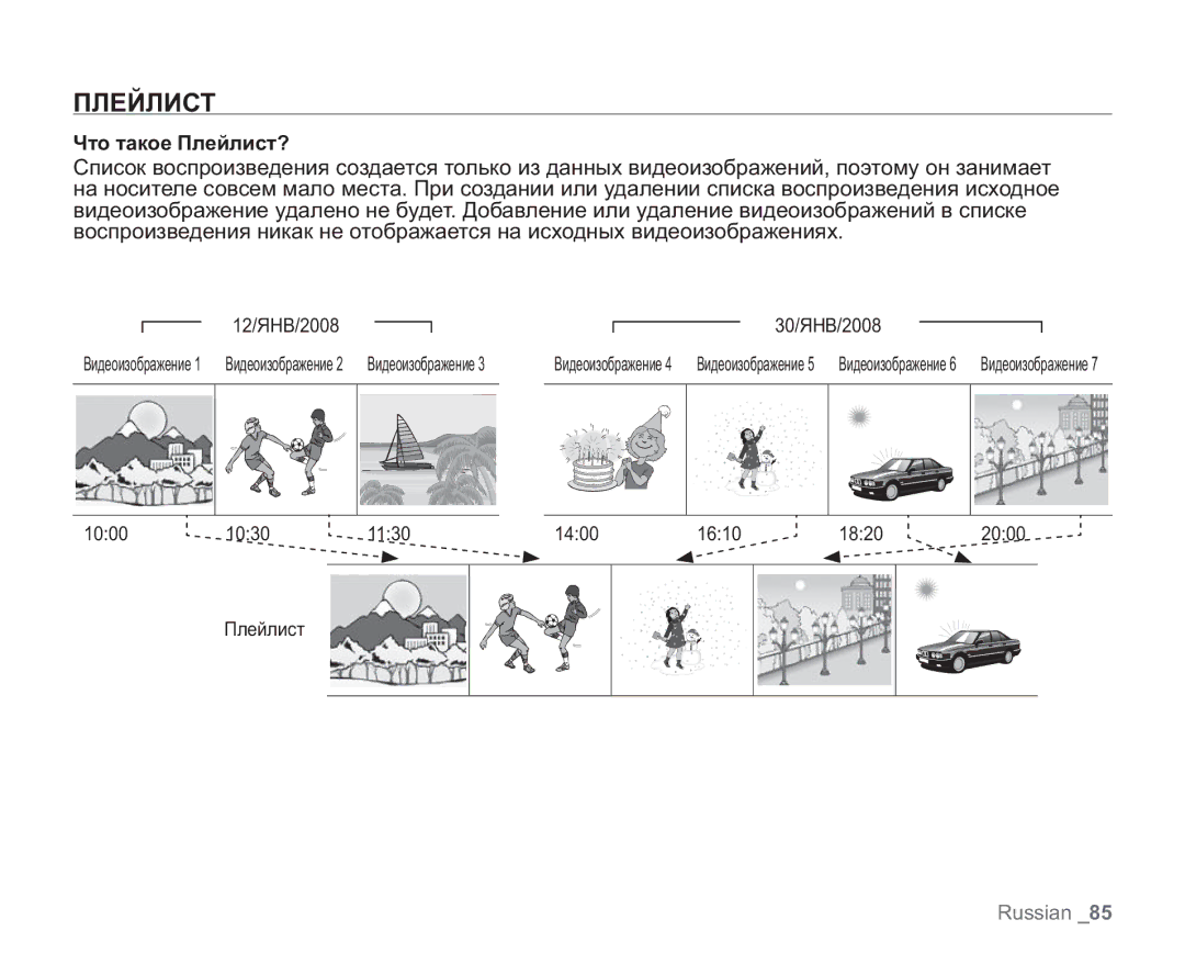 Samsung VP-HMX20C/XER, VP-HMX20C/EDC, VP-HMX20C/XEE, VP-HMX20C/NWT, VP-HMX20C/XEK manual Что такое Плейлист? 