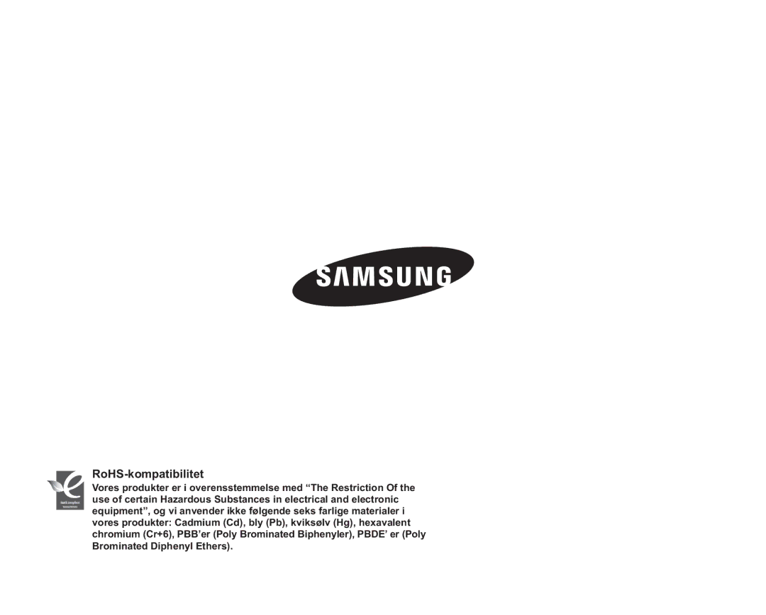 Samsung VP-HMX20C/XEE, VP-HMX20C/EDC manual RoHS-kompatibilitet 