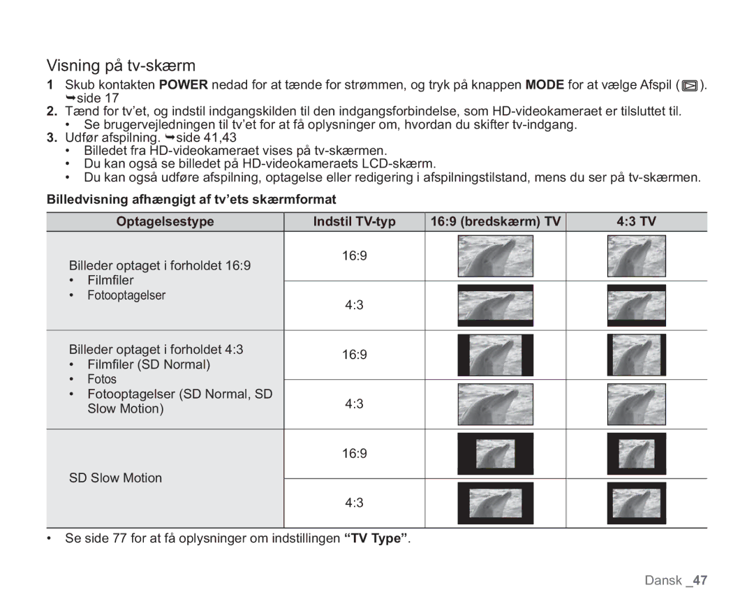 Samsung VP-HMX20C/XEE, VP-HMX20C/EDC manual Visning på tv-skærm, 43 TV 