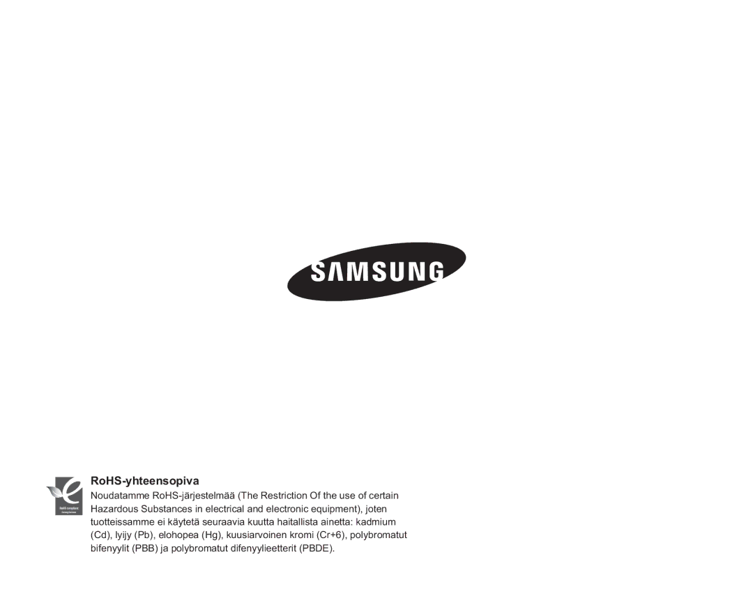 Samsung VP-HMX20C/XEE, VP-HMX20C/EDC manual RoHS-yhteensopiva 