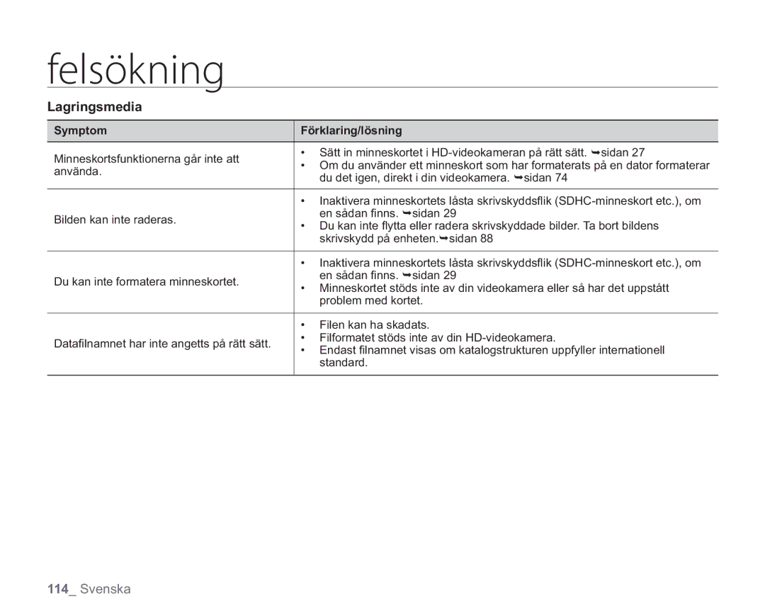 Samsung VP-HMX20C/EDC, VP-HMX20C/XEE manual Lagringsmedia 